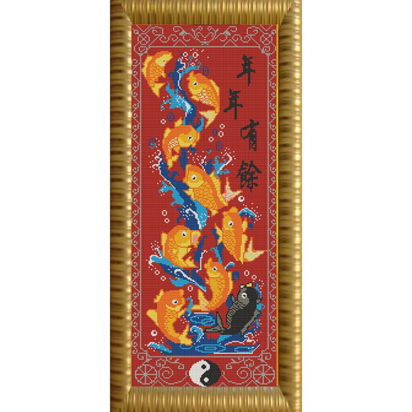 Рисунок на ткани (Бисер) КОНЁК арт. 9610 9 рыбок богатства 25х65 см