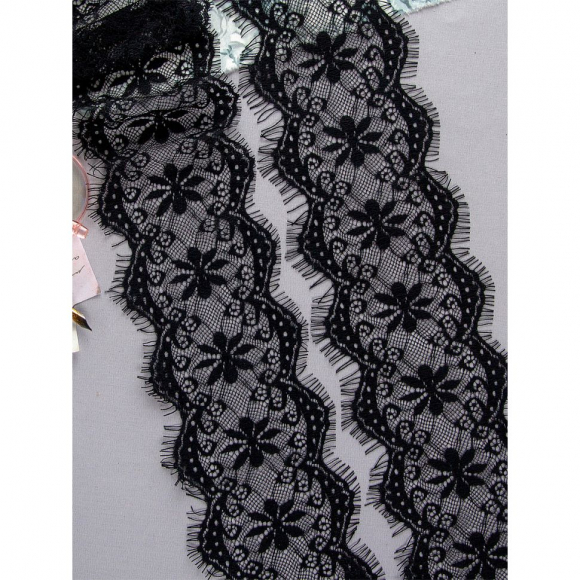 Кружево реснички Kruzhevo 02.28 черный 100мм 3м