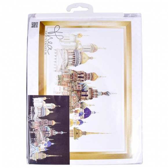 Набор для вышивания "Санкт-Петербург", канва аида черная 18 ct