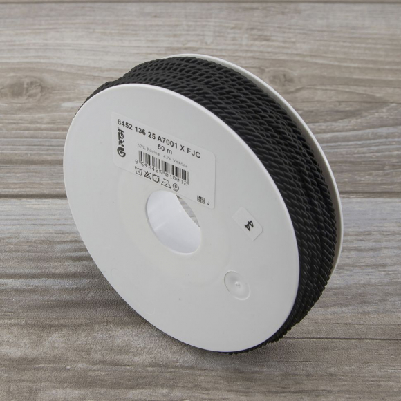 Шнур витой PEGA, черный, 2,5 мм