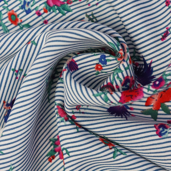 Ткань Штапель 105 г/м? 100% вискоза шир.150 см арт.Р.21084.03 цв.03 синий уп.25м