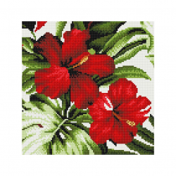 Картина мозаикой Molly арт.KM1051 Гибискус (15 цветов) 30х30 см