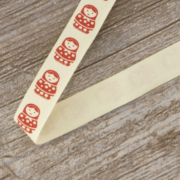 Лента хлопковая на картонной мини-катушке "Матрешки"