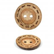 Пуговицы кокос арт.TBY.74639 цв.коричневый/натуральный 36L-23мм, 2 прокола, 50 шт