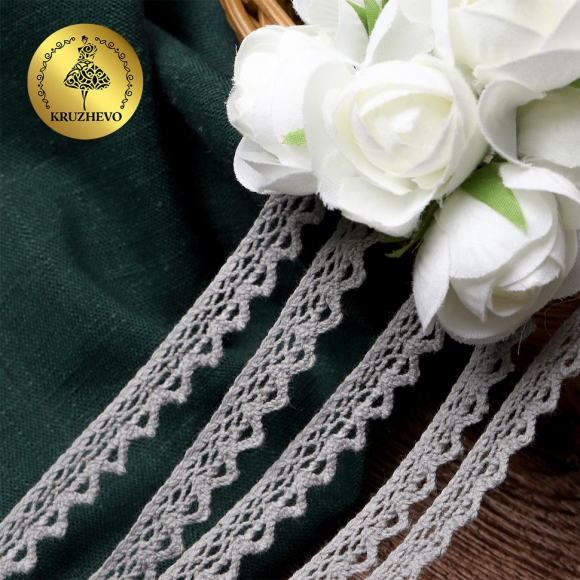 Тесьма вязаная KRUZHEVO 10мм TBY-5036.25 цв.25 св.серый уп.10м