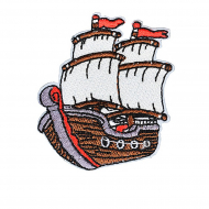 Термоаппликации вышитые арт.TBY.ND.04 Корабль 45х60мм цв.корич/бел/красн. уп.10шт