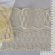 Кружево на сетке арт.TBY 10147A шир.80 мм цв.белый/золото уп.13,71м