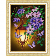 Набор для вышивания бисером ПАУТИНКА арт.Б-1295 Фонарик и клематисы 28х38 см