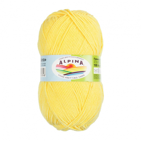 Пряжа ALPINA VERA (55% акрил, 45% хлопок) 5х100г/280м цв.05 желтый Пряжа ALPINA VERA (55% акрил, 45% хлопок) 5х100г/280м цв.05 желтый