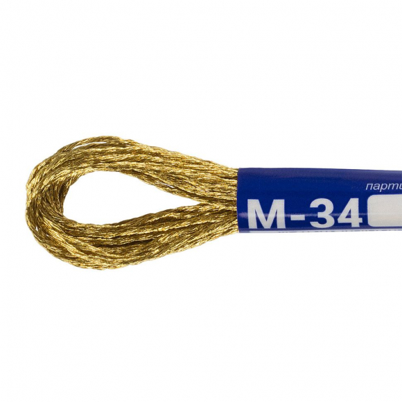 Нитки для вышивания Gamma мулине NM металлик 100% полиэстер 12 x 8 м цв.М-34 золотой