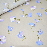 Ткань лен Цветущий горошек, 125г/м, 30%лен+70%хлопок, цв.натуральный уп.50х50 см