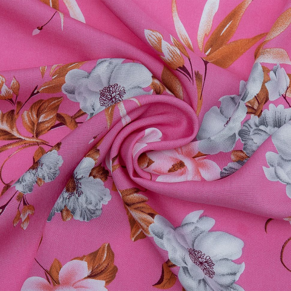 Ткань Штапель 105 г/м? 100% вискоза шир.145 см арт.Р.33946.01 цв.01 фуксия рул.50м Ткань Штапель 105 г/м? 100% вискоза шир.145 см арт.Р.33946.01 цв.01 фуксия рул.50м