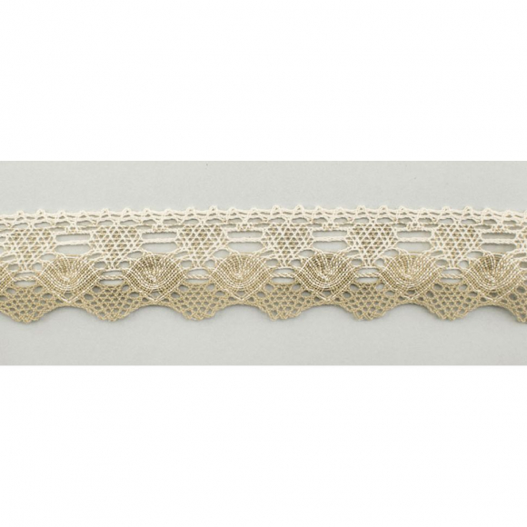 Мерсеризованное хлопковое кружево, 65 мм, цвет небелёный с экрю