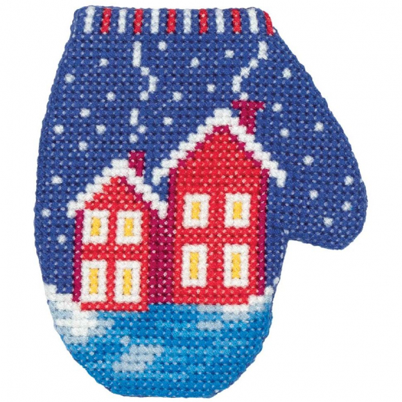 Набор для вышивания KLART арт. 8-392 Варежка с домиками 7,5х8,5 см