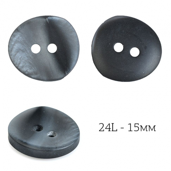 Пуговицы пластик TBY.J.2023 цв.01 черный 24L-15мм, 2 прокола, 72шт