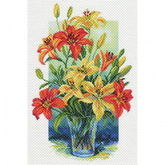 Рисунок на канве МАТРЕНИН ПОСАД арт.37х49 - 1707 Лилии в вазе