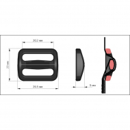 Пряжка регулятор двухщелевая 20мм TN20 цв.черный нагрузка 40 кг уп.100 шт