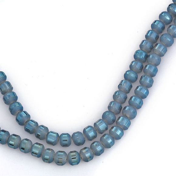 Бусины (стекло) на нитях арт.TBY-RM-2  6мм  цв.04 голубой уп.2шт х100 бусин