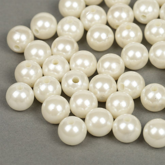 Бусины MAGIC 4 HOBBY круглые перламутр 12мм цв.001 молочный уп.50г (53шт)