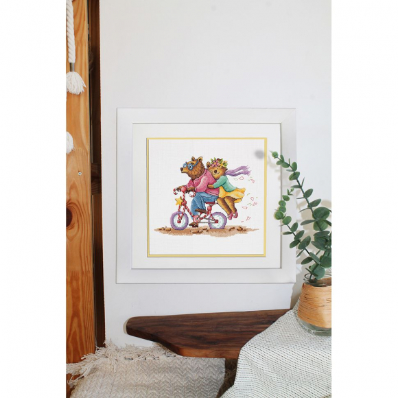 Набор для вышивания KLART арт. 8-514 Мишки на велосипеде