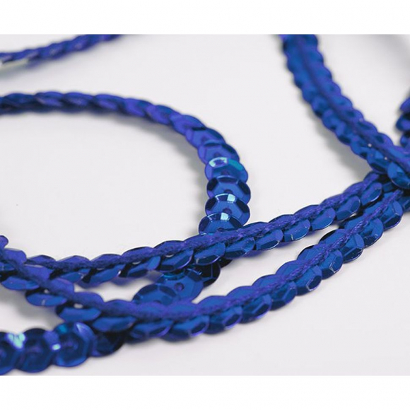 Пайетки на нитях 6мм Silver Base арт.TBY-FLKU06-SB цв.05 синий уп.73.12м