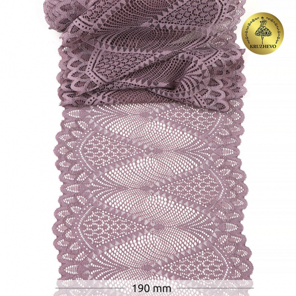 Кружево-стрейч KRUZHEVO арт.TBY.30200 шир.190мм цв.620 морской туман уп.25м