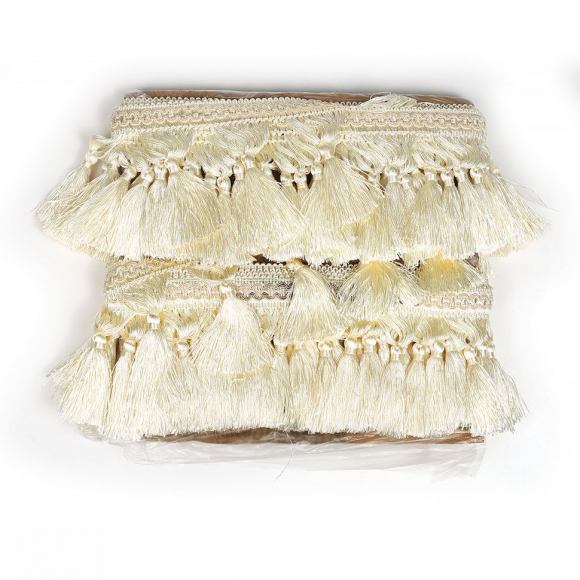 Бахрома для штор с кисточками арт. 6152-0329 цв.6344 шир.100мм цв.экрю уп.10м