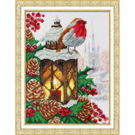 Набор для вышивания бисером ПАУТИНКА арт.Б-1495 Рождественский фонарик 28х38 см Набор для вышивания бисером ПАУТИНКА арт.Б-1495 Рождественский фонарик 28х38 см