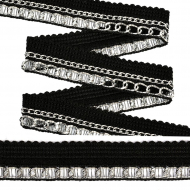 Тесьма TBY с цепочкой арт.SL.TC2SB шир.20мм цв.черный/серебро уп.22,85м