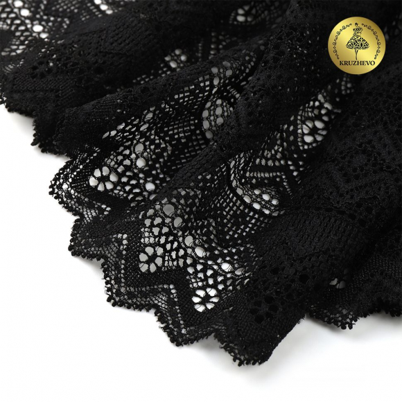 Кружево-стрейч KRUZHEVO арт.TBY.OG50 шир.210мм цв.черный уп.10м