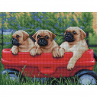 Кристальная мозаика на холсте ФРЕЯ арт.ALVA-17 Мопсы 30х40 см