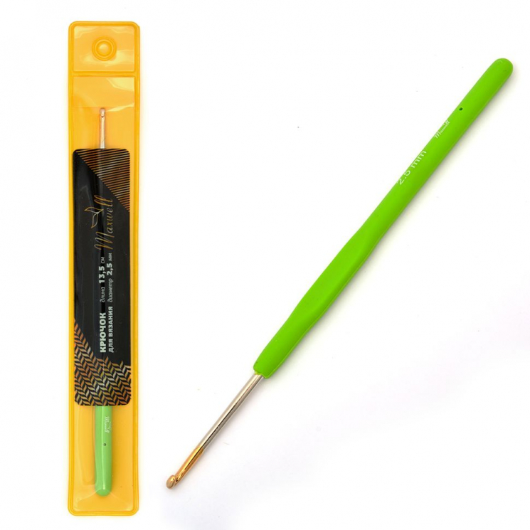 Крючки для вязания Maxwell Gold односторонние с золотой головкой арт.MAXW.8206, 2,5 мм, никель/зеленый