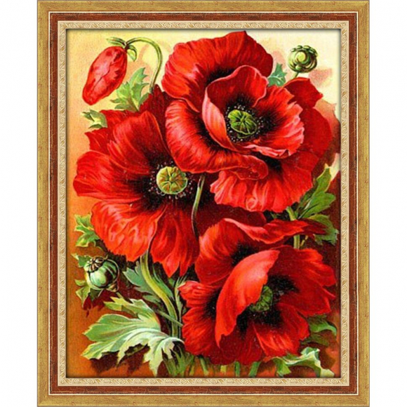 Набор для изготовления картин АЛМАЗНАЯ ЖИВОПИСЬ арт.АЖ.1135 Яркие маки 30х37 см