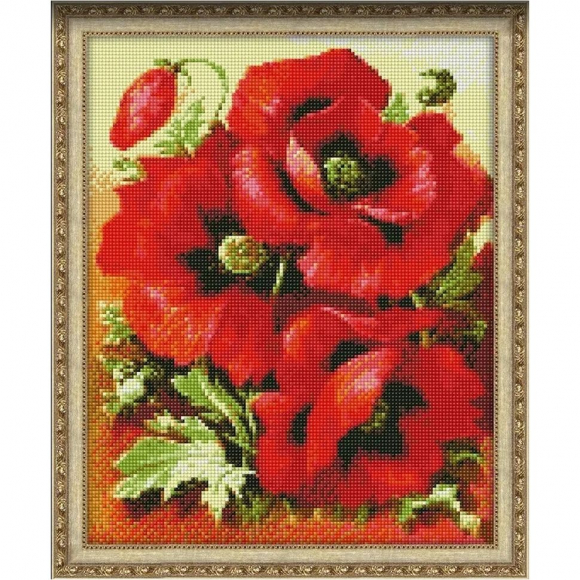 Набор для изготовления картин АЛМАЗНАЯ ЖИВОПИСЬ арт.АЖ.1135 Яркие маки 30х37 см