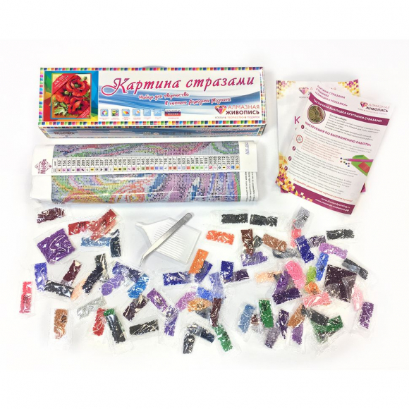 Набор для изготовления картин АЛМАЗНАЯ ЖИВОПИСЬ арт.АЖ.1135 Яркие маки 30х37 см