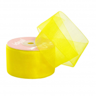 Лента капрон (органза) IDEAL шир.50мм цв.1004 желтый уп.27,4 м