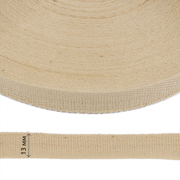 Тесьма киперная 13 мм хлопок 1,8г/см арт.12.2С-253К.13.068 цв.св.бежевый уп.50м