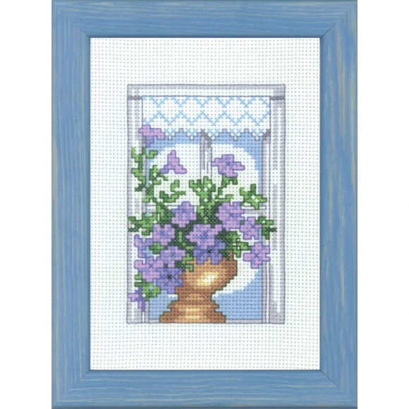 Набор для вышивания PERMIN арт.92-9310 Петуния на подоконнике 12х17 см