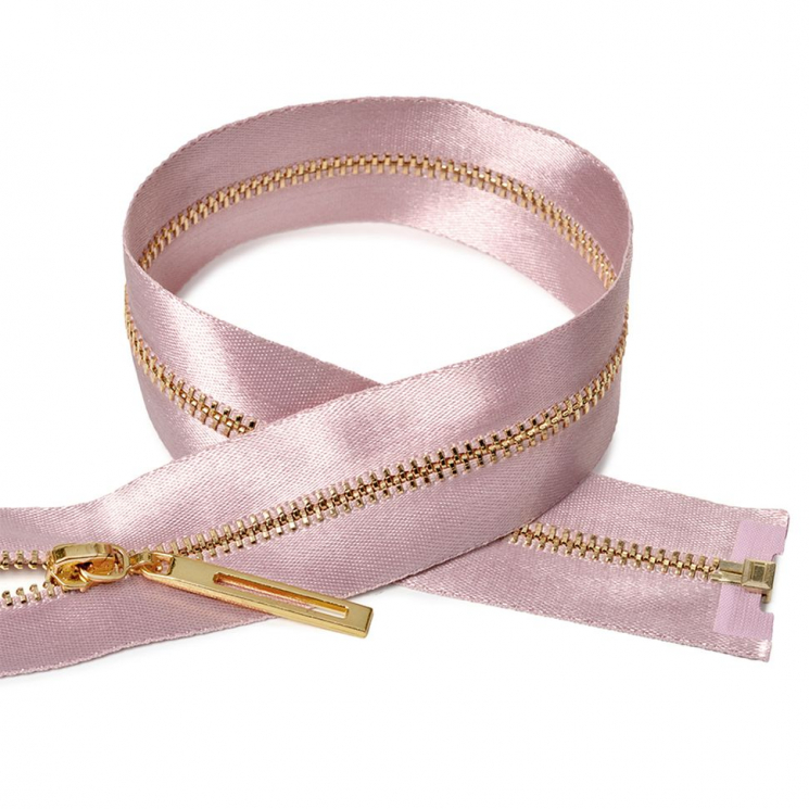Молния MaxZipper мет. №3 золото атласная тесьма, 70 см цв.S377 цв.пудрово-розовый уп.10шт