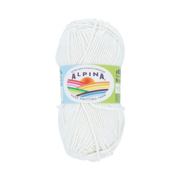 Пряжа ALPINA MISTY (70% хлопок, 30% шерсть) 10х50 г/105м цв.01 белый