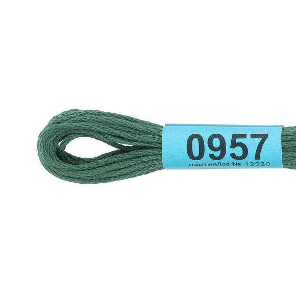 Нитки для вышивания Gamma мулине (0820-3070) 100% хлопок 24 x 8 м цв.0957 серо-зеленый