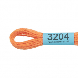 Нитки для вышивания Gamma мулине (3173-6115) 100% хлопок 24 x 8 м цв.3204 бл.бл.оранжевый