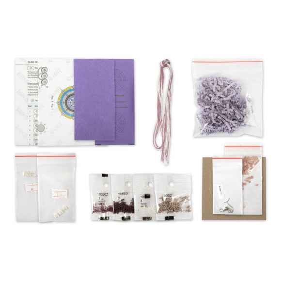 Набор для вышивания KLART арт. 10-502 Серьги круглые. Лиловый орнамент 3,5х4 см