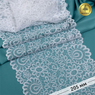Кружево-стрейч KRUZHEVO арт.TBY.YSTL00839 шир.205мм цв.01 белый уп.25м