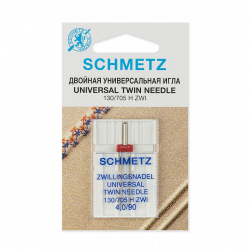 Иглы для бытовых швейных машин Schmetz стандартные двойные 130/705H ZWI №90/4.0, уп.1 игла
