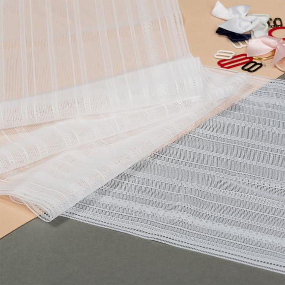 Кружево-стрейч KRUZHEVO арт.TBY.8020 шир.160мм цв.1 белый, уп.10м