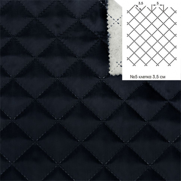 Термостежка Подкладка НАРЕЗКА арт.РАД.61204 170Т №0524/3130 рис.№5 клетка 3,5см цв.т.синий Синтепон 100г/м? шир.150см уп.5м