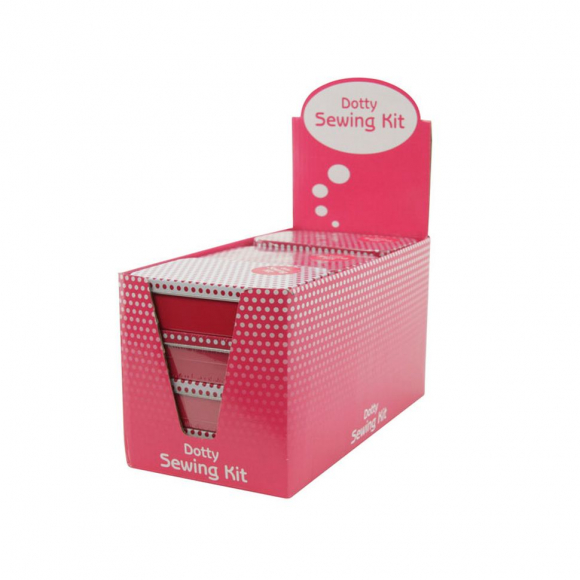 122763_Набор дорожный в жестяной коробочке "Горошки", цвет белый в розовый горошек