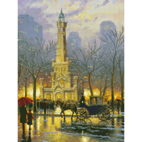 70447_Набор для вышивания "Чикаго, Зима у Уотер Тауэр"