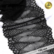 Кружево-стрейч KRUZHEVO арт.TBY.30200 шир.190мм цв.черный уп.25м